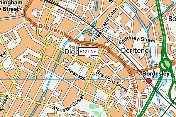 B12 0NE map - OS VectorMap District (Ordnance Survey)