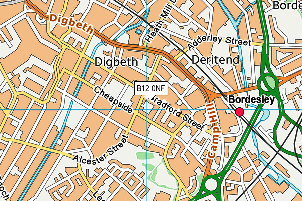 B12 0NF map - OS VectorMap District (Ordnance Survey)