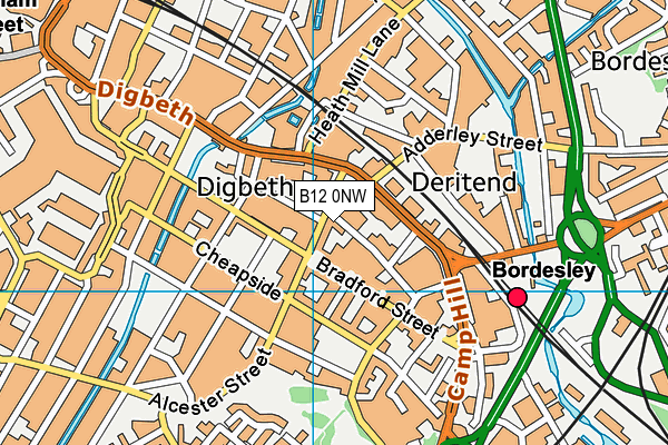 B12 0NW map - OS VectorMap District (Ordnance Survey)