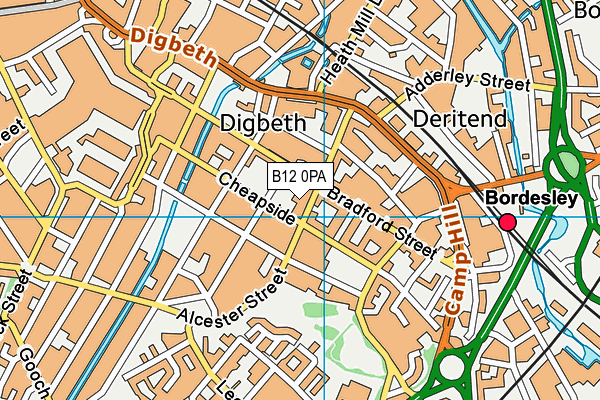 B12 0PA map - OS VectorMap District (Ordnance Survey)