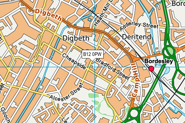 B12 0PW map - OS VectorMap District (Ordnance Survey)