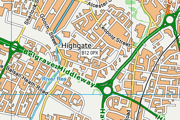 B12 0PX map - OS VectorMap District (Ordnance Survey)