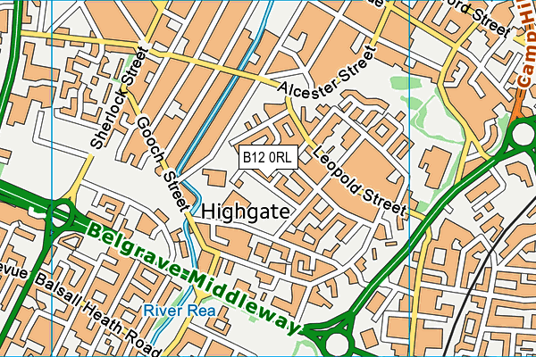 B12 0RL map - OS VectorMap District (Ordnance Survey)