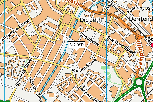 B12 0SD map - OS VectorMap District (Ordnance Survey)