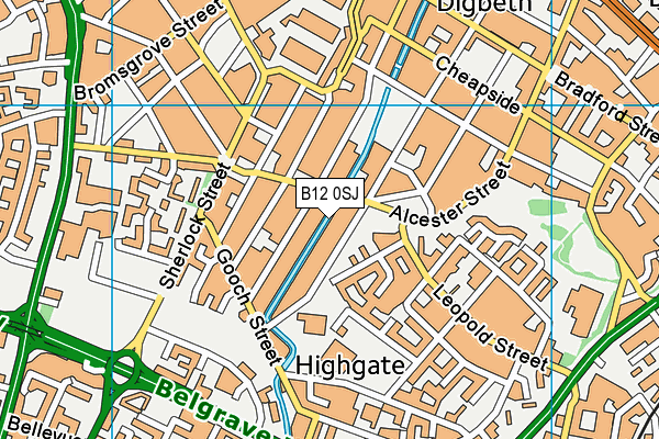 B12 0SJ map - OS VectorMap District (Ordnance Survey)