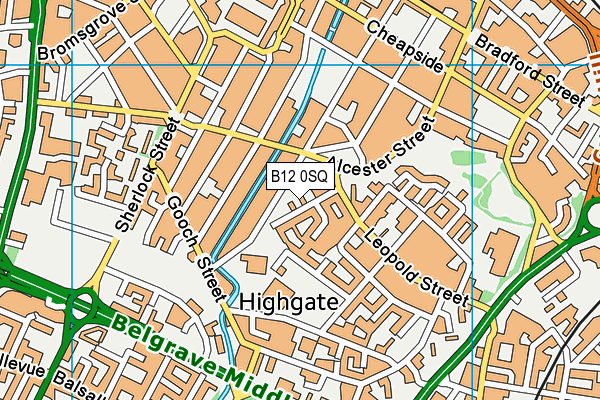 B12 0SQ map - OS VectorMap District (Ordnance Survey)