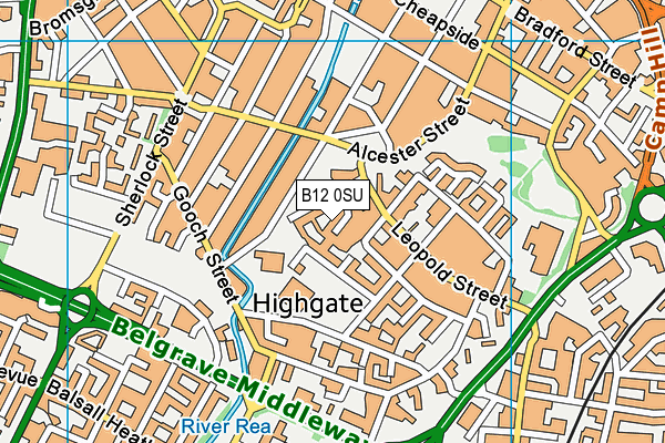 B12 0SU map - OS VectorMap District (Ordnance Survey)