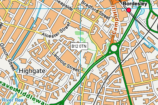 B12 0TN map - OS VectorMap District (Ordnance Survey)