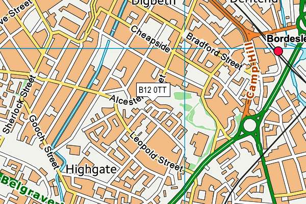 B12 0TT map - OS VectorMap District (Ordnance Survey)
