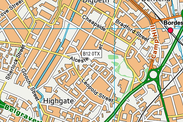 B12 0TX map - OS VectorMap District (Ordnance Survey)