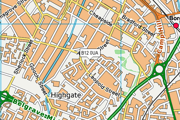 B12 0UA map - OS VectorMap District (Ordnance Survey)