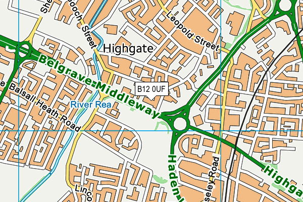 B12 0UF map - OS VectorMap District (Ordnance Survey)