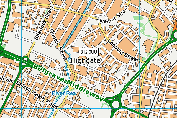 B12 0UU map - OS VectorMap District (Ordnance Survey)