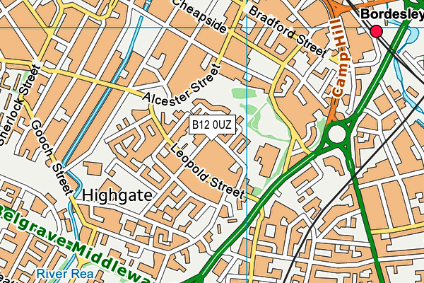 B12 0UZ map - OS VectorMap District (Ordnance Survey)