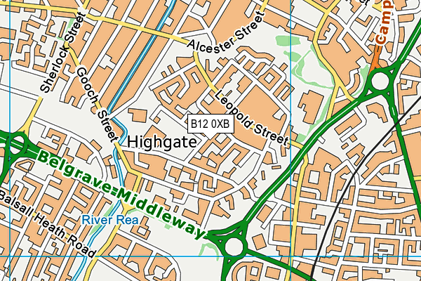 B12 0XB map - OS VectorMap District (Ordnance Survey)