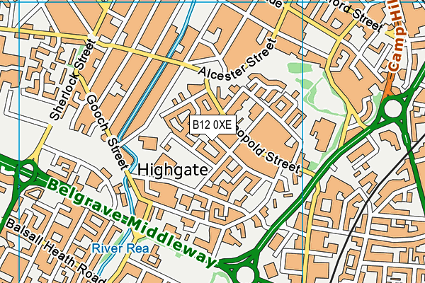 B12 0XE map - OS VectorMap District (Ordnance Survey)