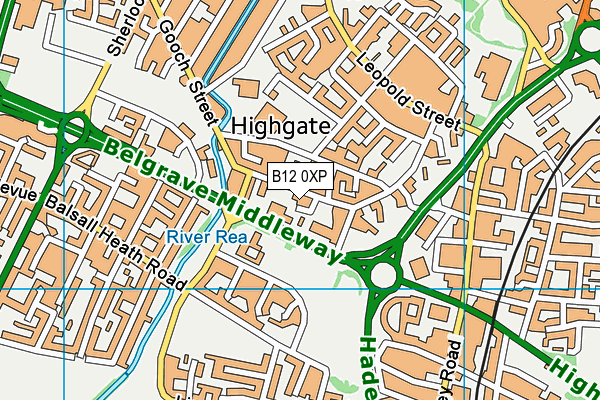 B12 0XP map - OS VectorMap District (Ordnance Survey)