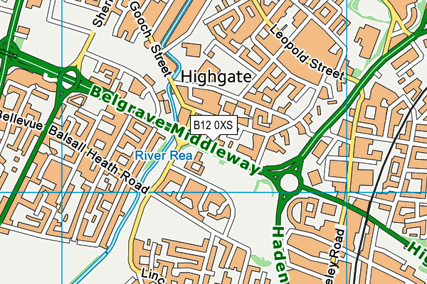 B12 0XS map - OS VectorMap District (Ordnance Survey)