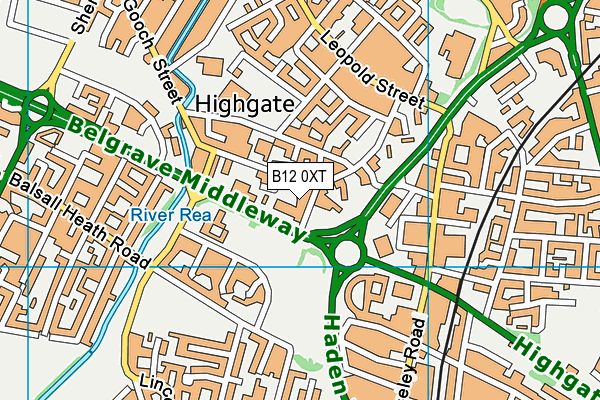 B12 0XT map - OS VectorMap District (Ordnance Survey)