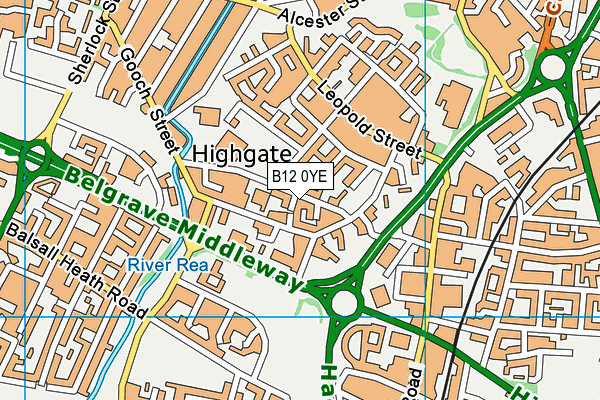 B12 0YE map - OS VectorMap District (Ordnance Survey)