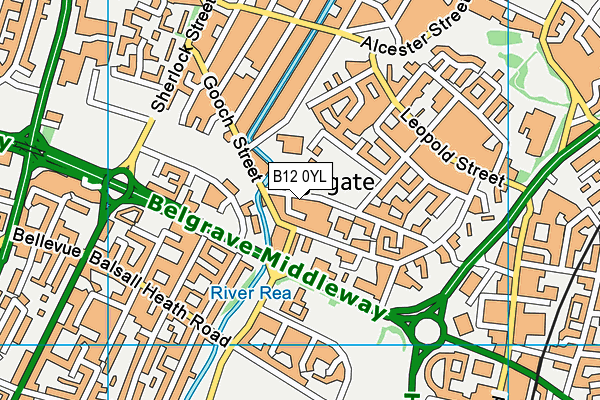 B12 0YL map - OS VectorMap District (Ordnance Survey)