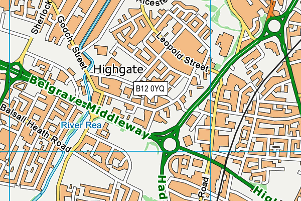 B12 0YQ map - OS VectorMap District (Ordnance Survey)