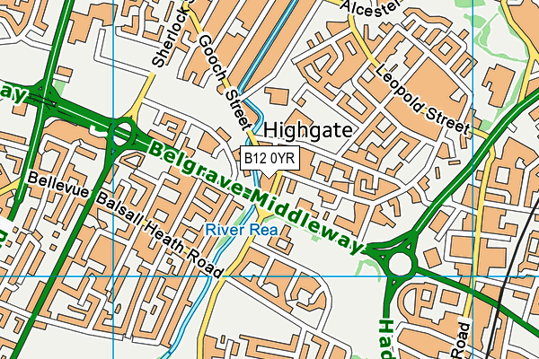 B12 0YR map - OS VectorMap District (Ordnance Survey)