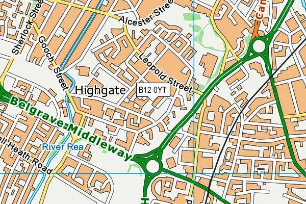 B12 0YT map - OS VectorMap District (Ordnance Survey)