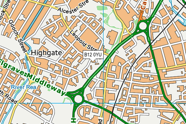 B12 0YU map - OS VectorMap District (Ordnance Survey)