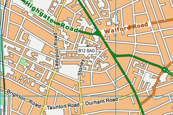 B12 8AG map - OS VectorMap District (Ordnance Survey)