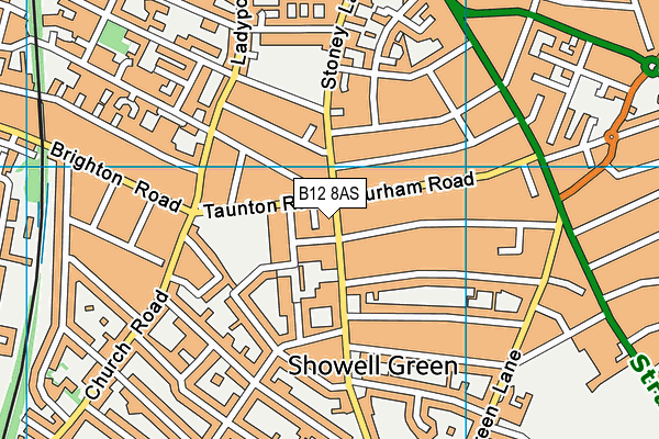 B12 8AS map - OS VectorMap District (Ordnance Survey)