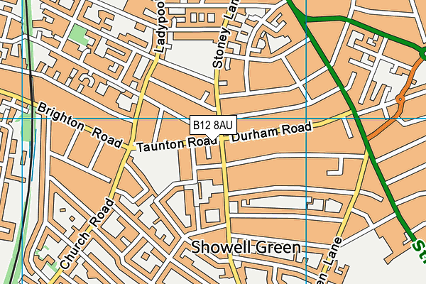 B12 8AU map - OS VectorMap District (Ordnance Survey)