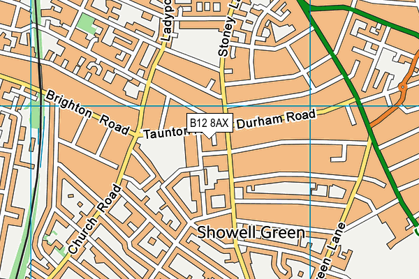 B12 8AX map - OS VectorMap District (Ordnance Survey)