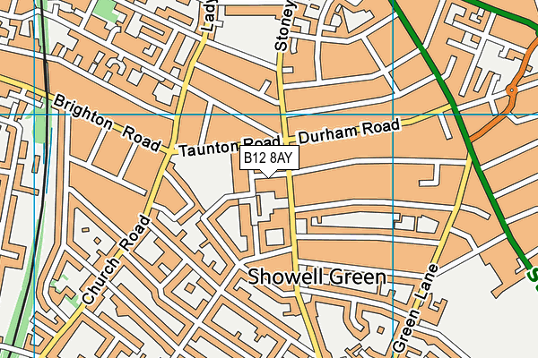 B12 8AY map - OS VectorMap District (Ordnance Survey)