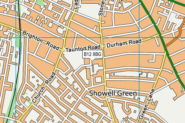 B12 8BG map - OS VectorMap District (Ordnance Survey)