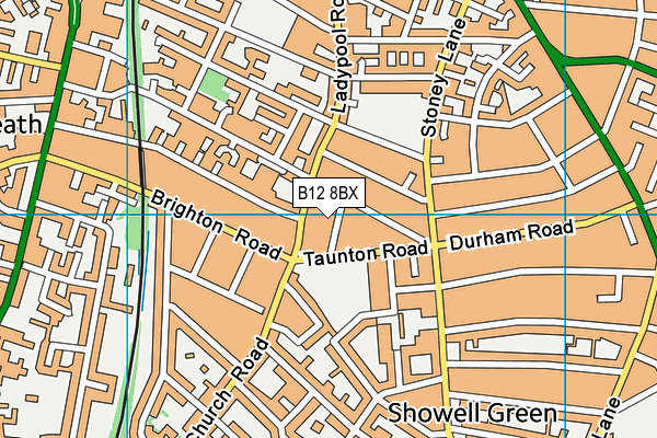 B12 8BX map - OS VectorMap District (Ordnance Survey)