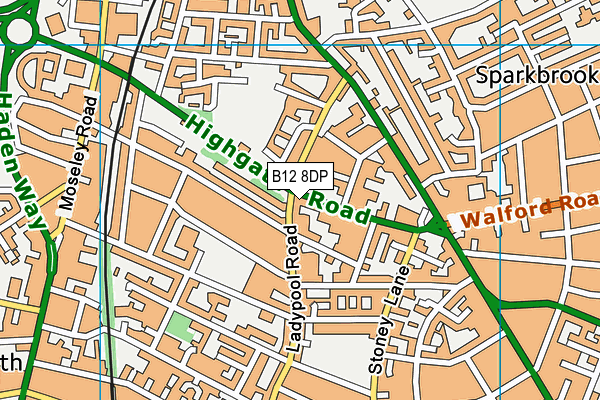 B12 8DP map - OS VectorMap District (Ordnance Survey)