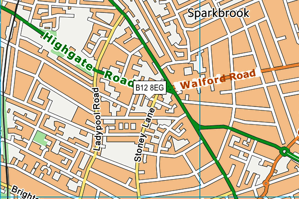 B12 8EG map - OS VectorMap District (Ordnance Survey)