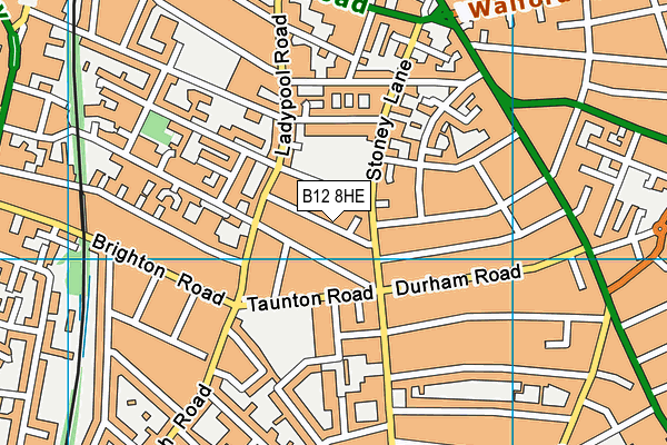 B12 8HE map - OS VectorMap District (Ordnance Survey)