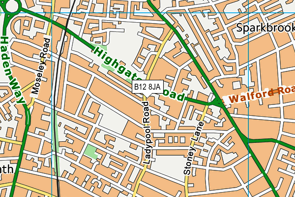B12 8JA map - OS VectorMap District (Ordnance Survey)