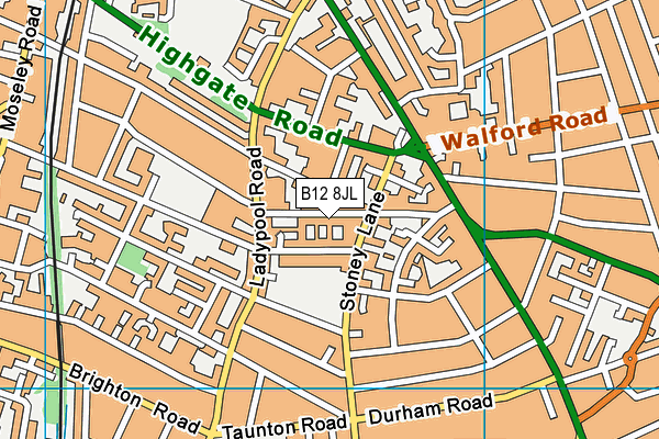 B12 8JL map - OS VectorMap District (Ordnance Survey)