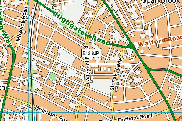 B12 8JP map - OS VectorMap District (Ordnance Survey)