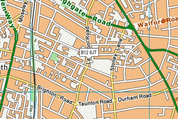 B12 8JT map - OS VectorMap District (Ordnance Survey)