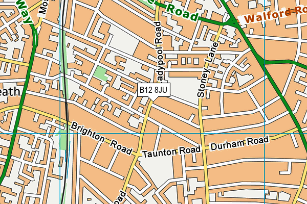 B12 8JU map - OS VectorMap District (Ordnance Survey)