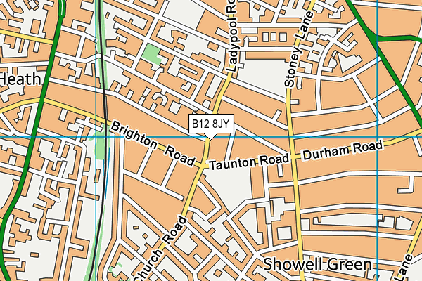 B12 8JY map - OS VectorMap District (Ordnance Survey)