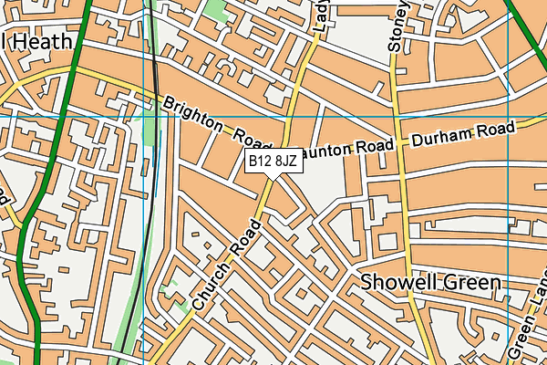 B12 8JZ map - OS VectorMap District (Ordnance Survey)