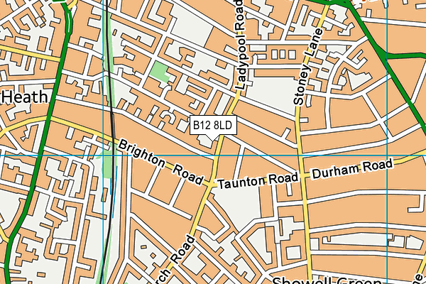 B12 8LD map - OS VectorMap District (Ordnance Survey)