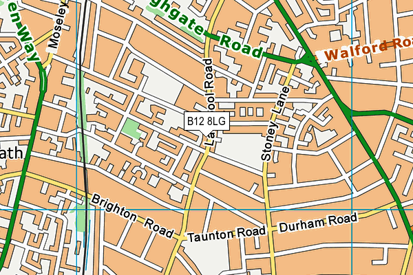 B12 8LG map - OS VectorMap District (Ordnance Survey)