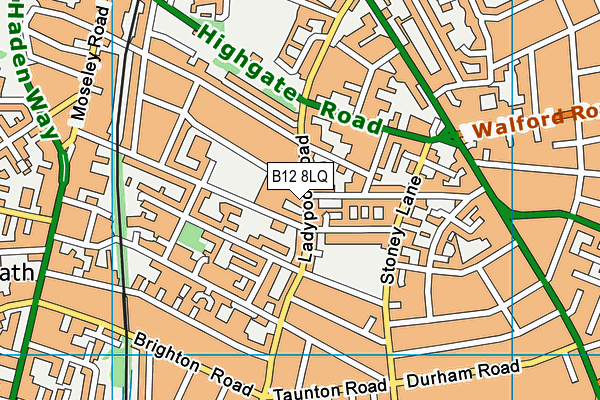 B12 8LQ map - OS VectorMap District (Ordnance Survey)