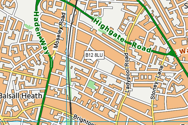 B12 8LU map - OS VectorMap District (Ordnance Survey)